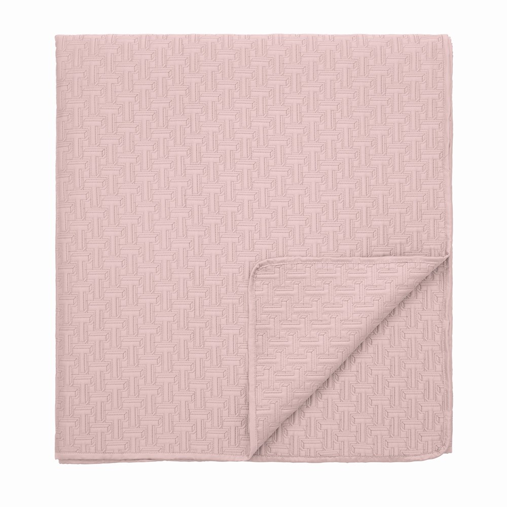 T Quilted Throw by Designer Ted Baker in Soft Pink